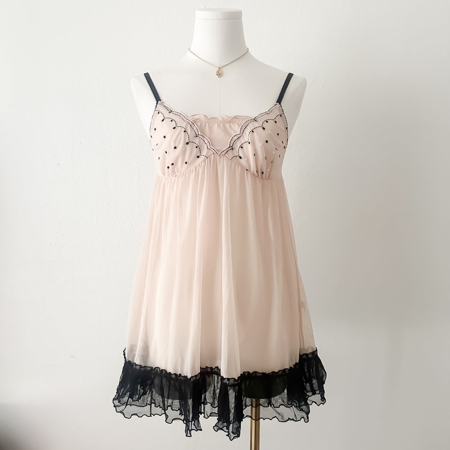 Sheer Cream Bow Tie Babydoll