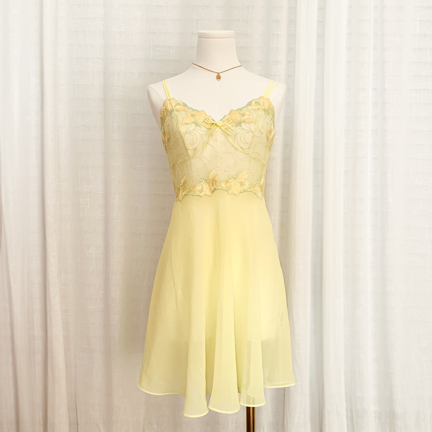 Fairy Yellow Lime Floral Embroidery Slip
