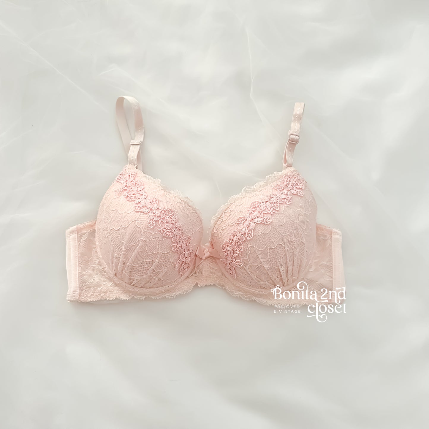 Japanese Pink Floral Lace Bra 36A
