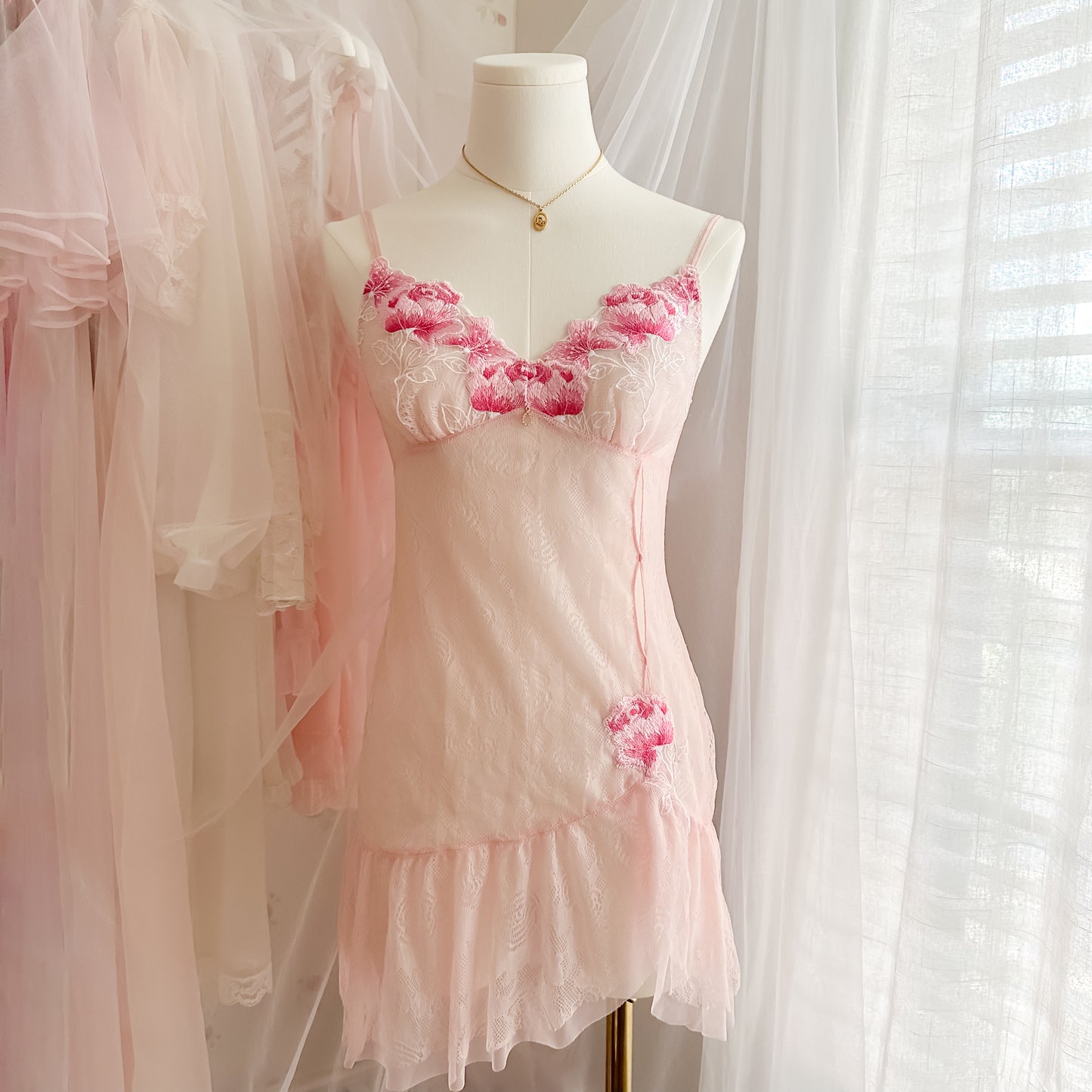 Roesblush Mesh Ruffle Mini Slip