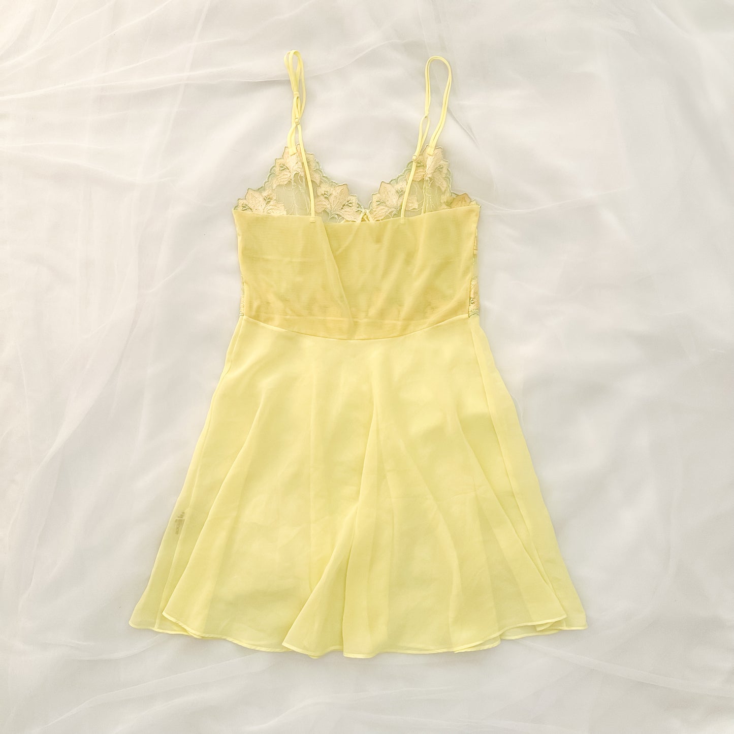 Fairy Yellow Lime Floral Embroidery Slip