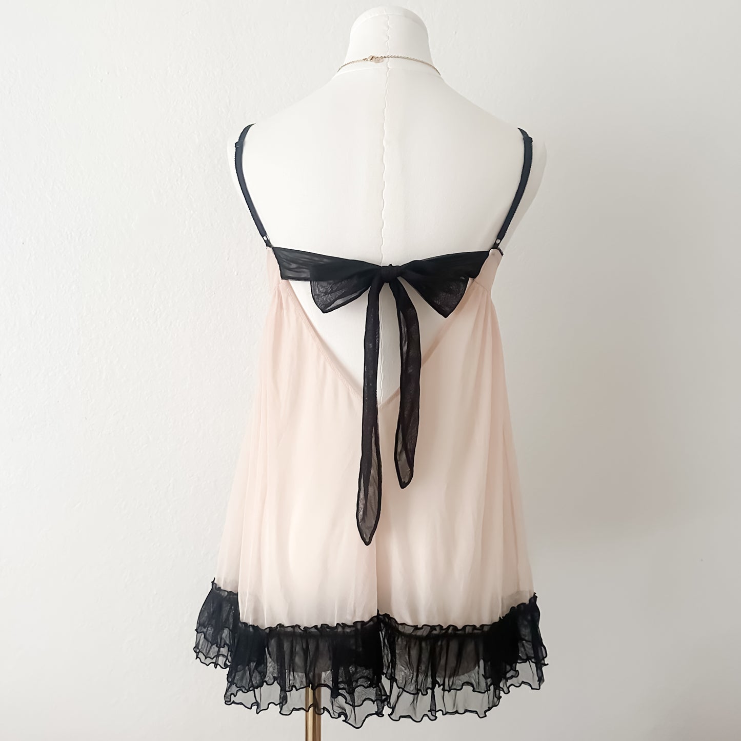 Sheer Cream Bow Tie Babydoll