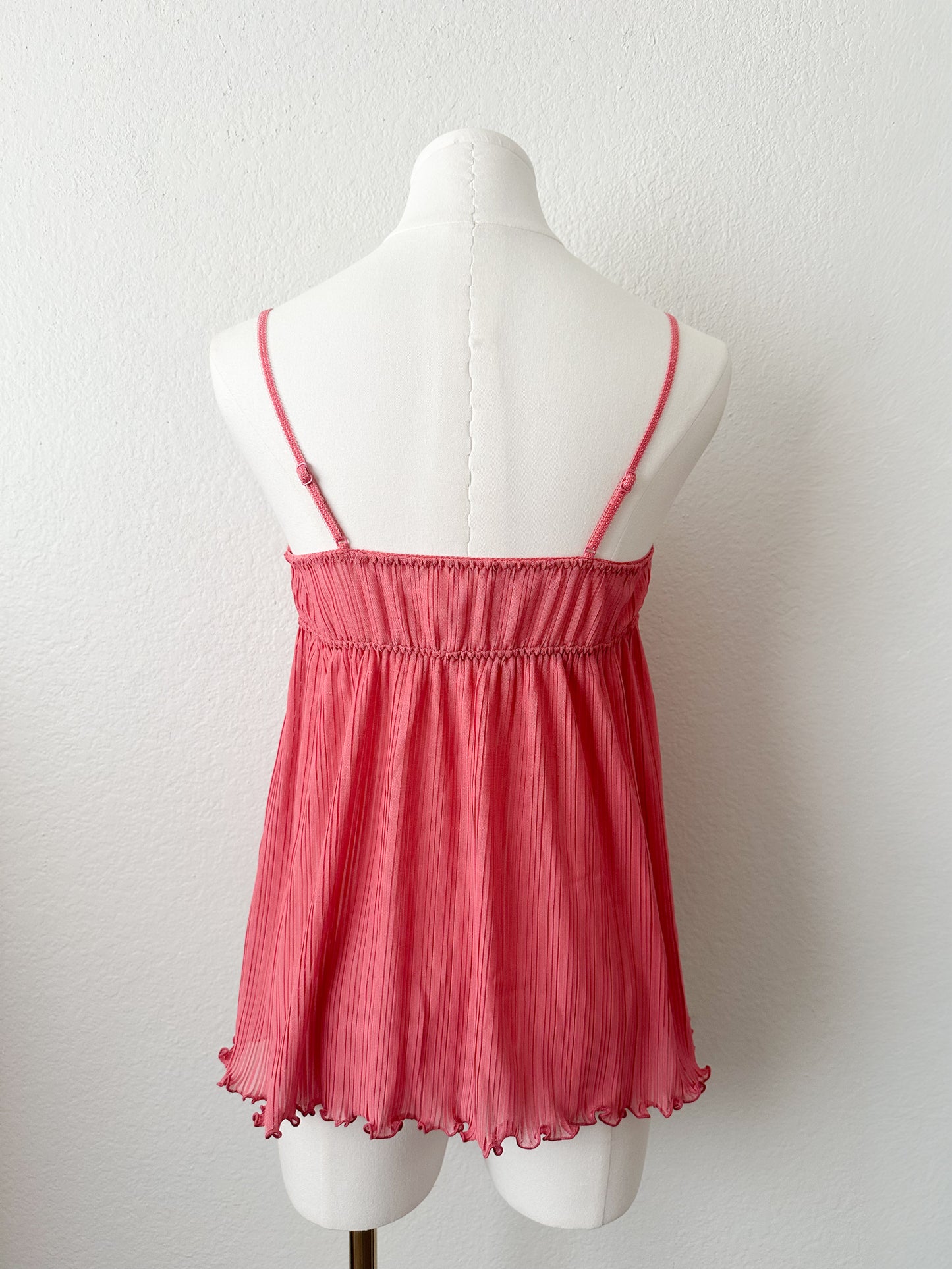 Rosy Ribbon Pleated Camisole