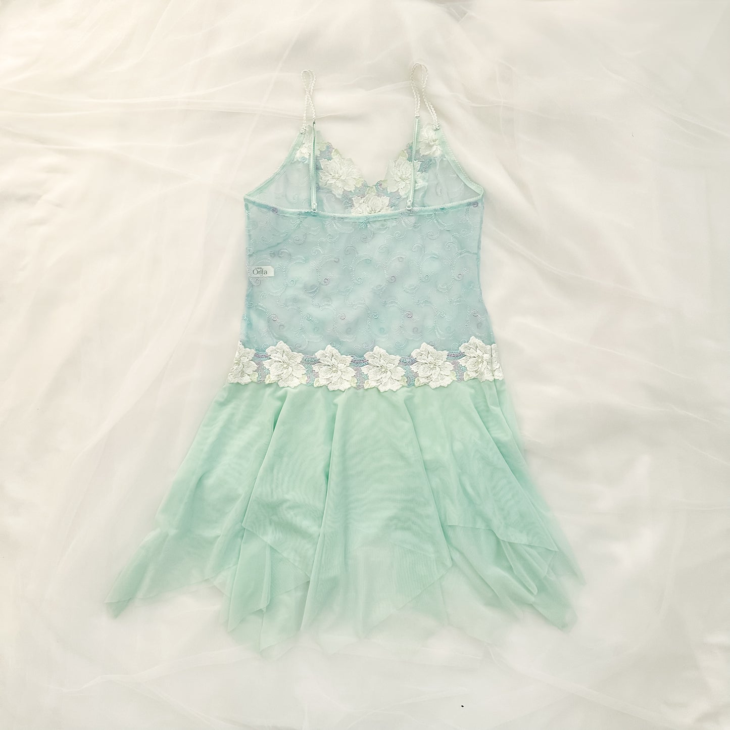 Fairy Mint Green Floral Lace Sheer Slip