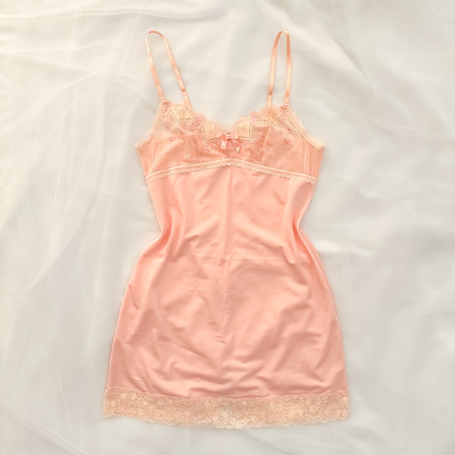 Japanese Tangerine Lace Trim Slip