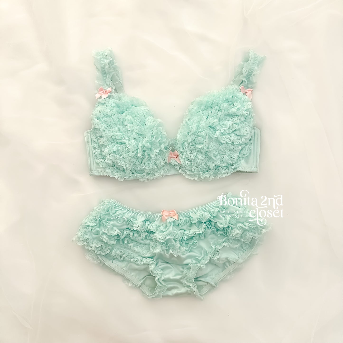 Japanese Mint Ruffle Bra Set