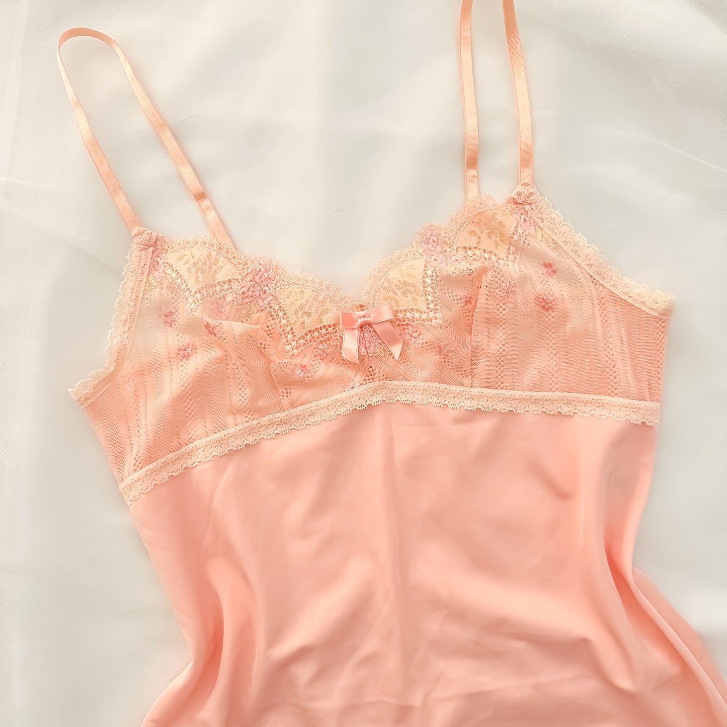 Japanese Tangerine Lace Trim Slip