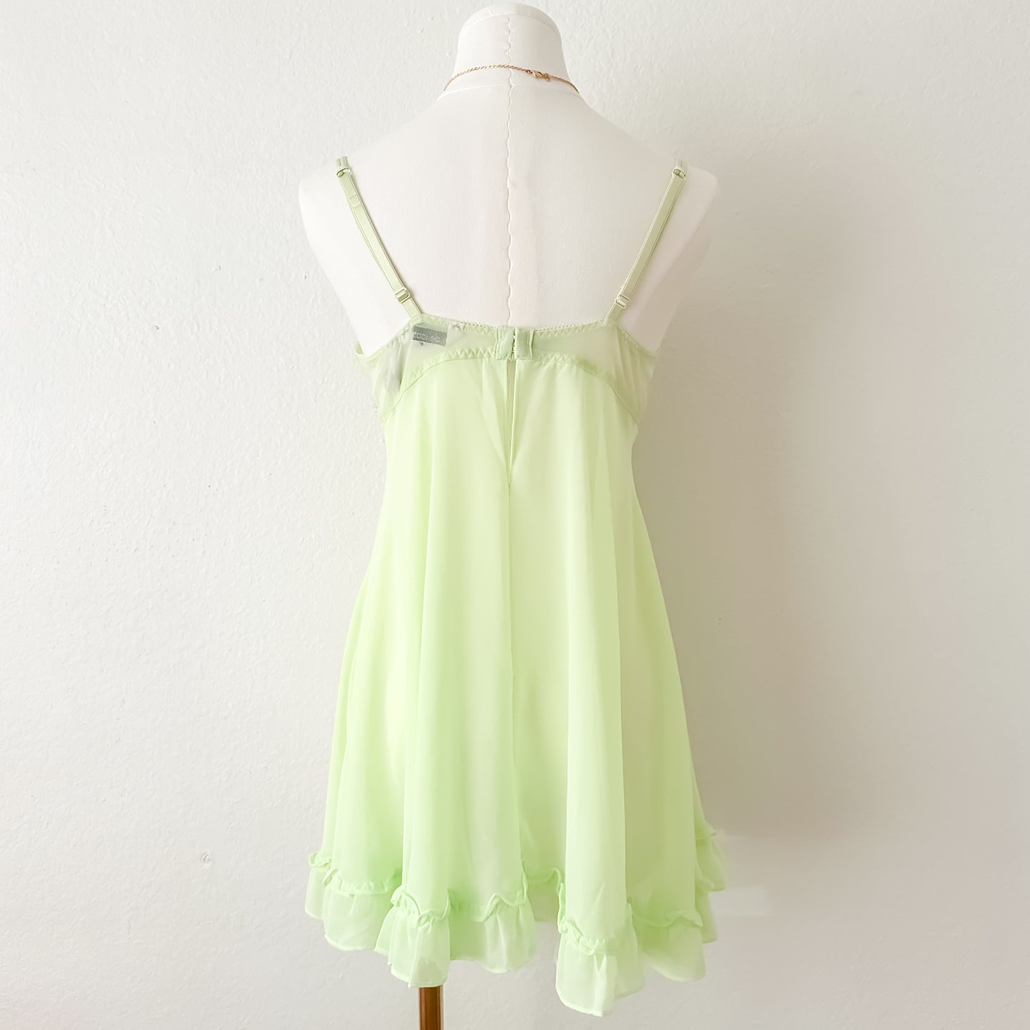 Delicate Green Floral Sheer Babydoll
