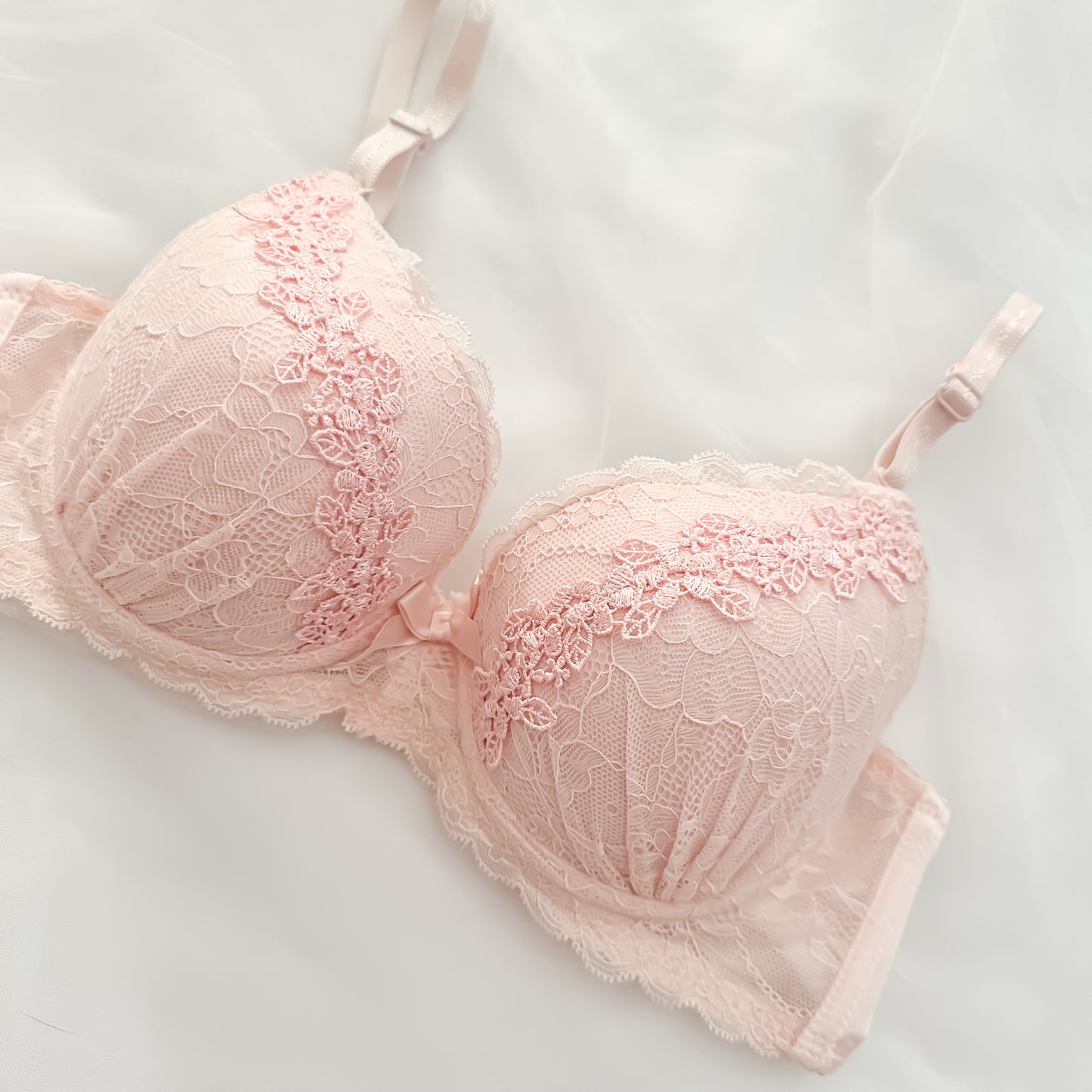 Japanese Pink Floral Lace Bra 36A