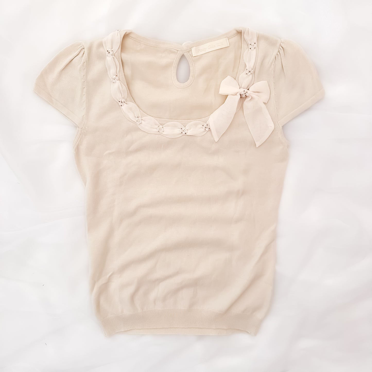 Tan Cream Coquette Top