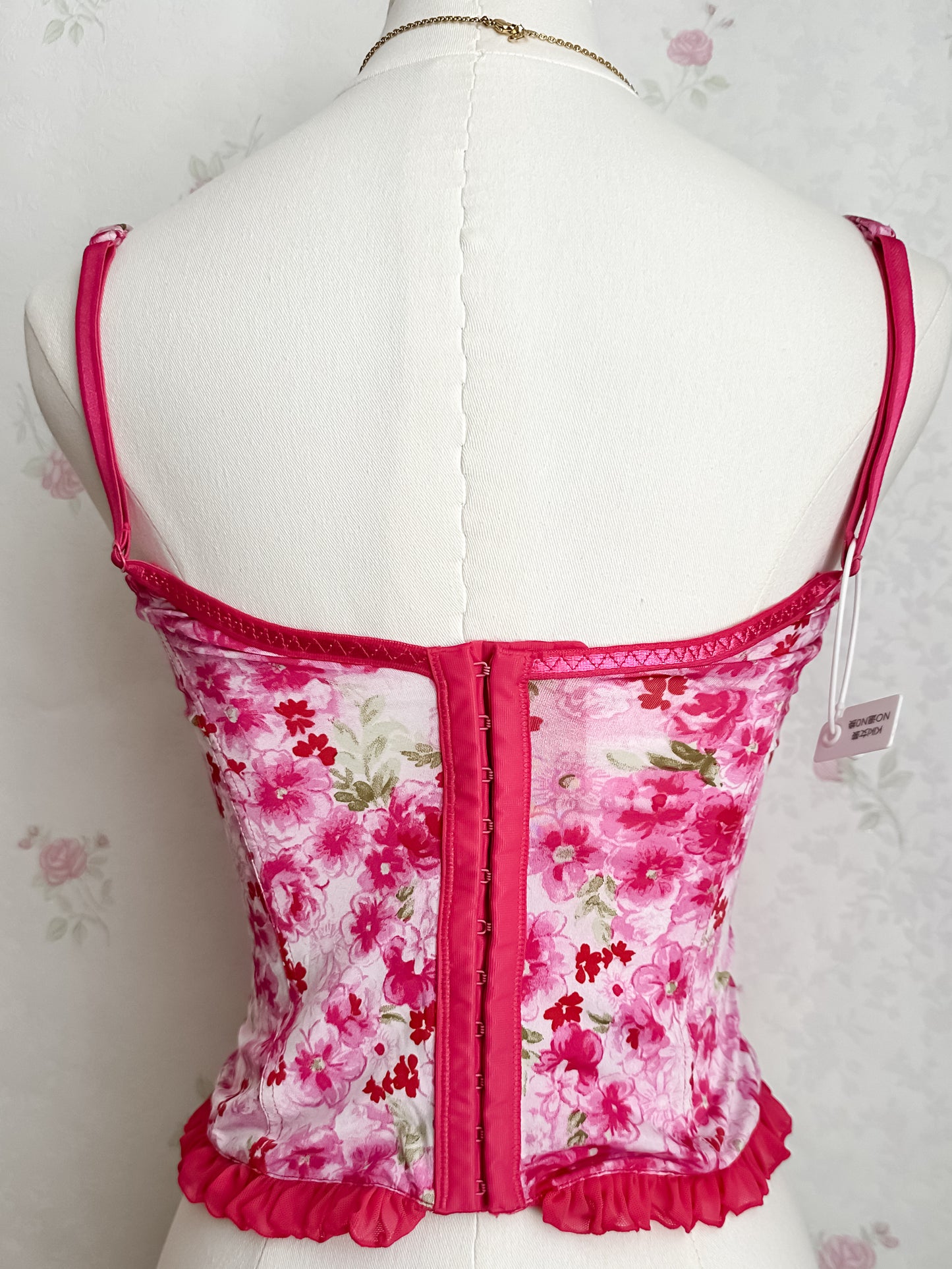 VS Pink Floral Corset Top