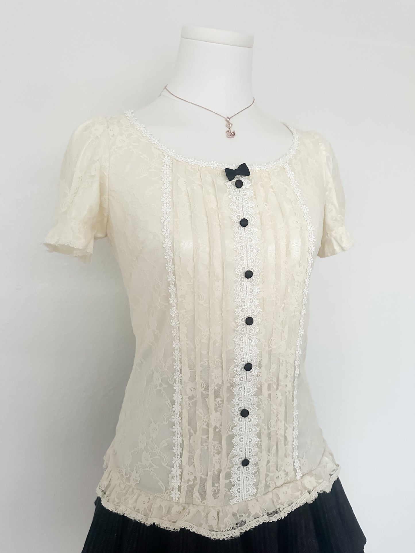 Cream Ribbon Lace Top