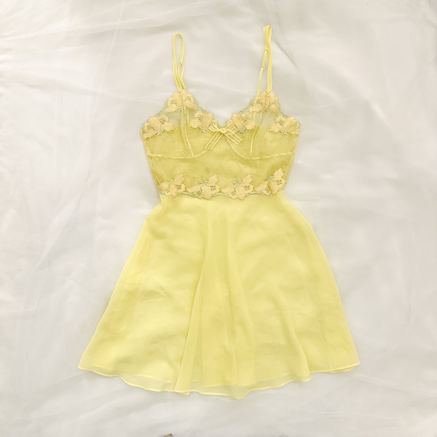 Fairy Yellow Lime Floral Embroidery Slip