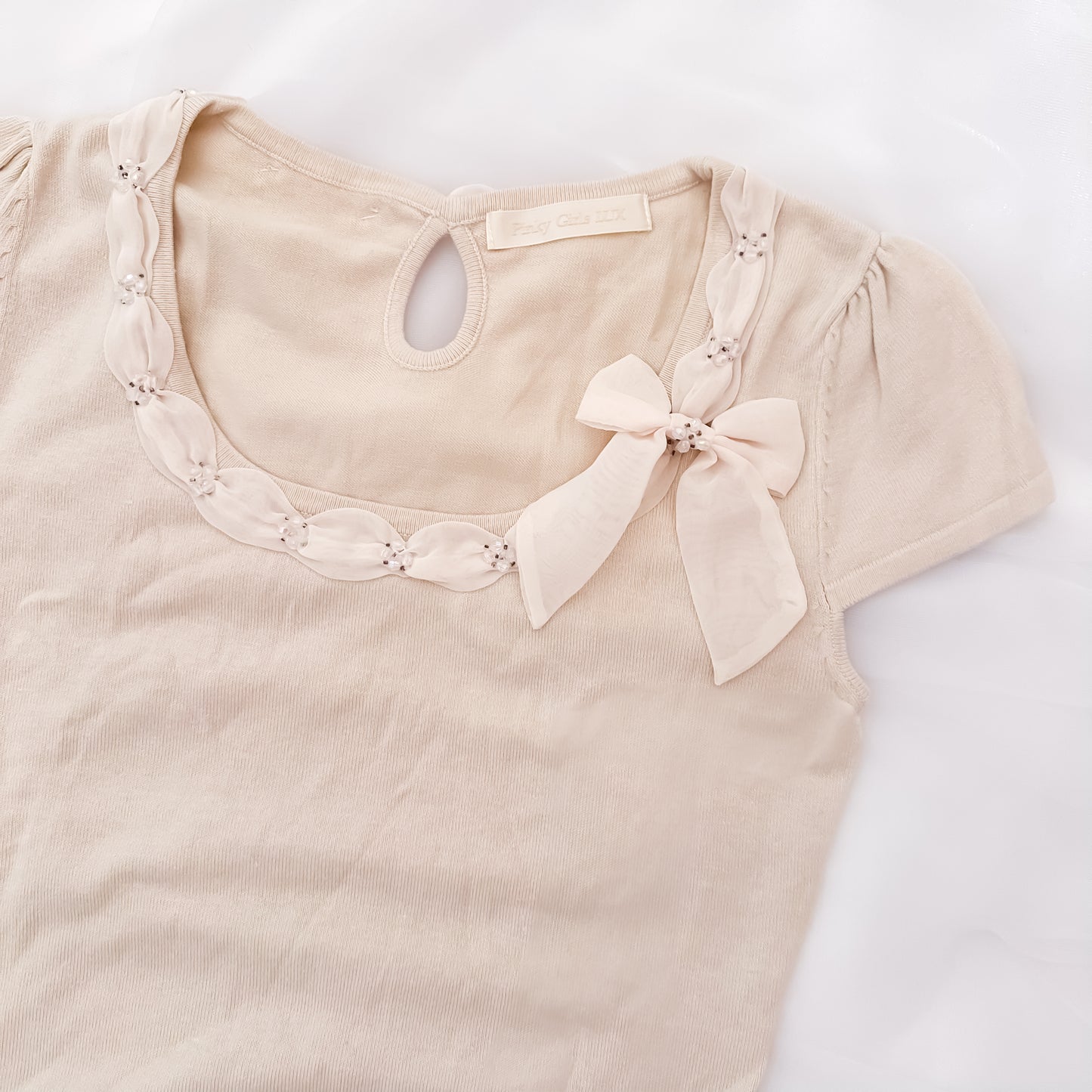 Tan Cream Coquette Top