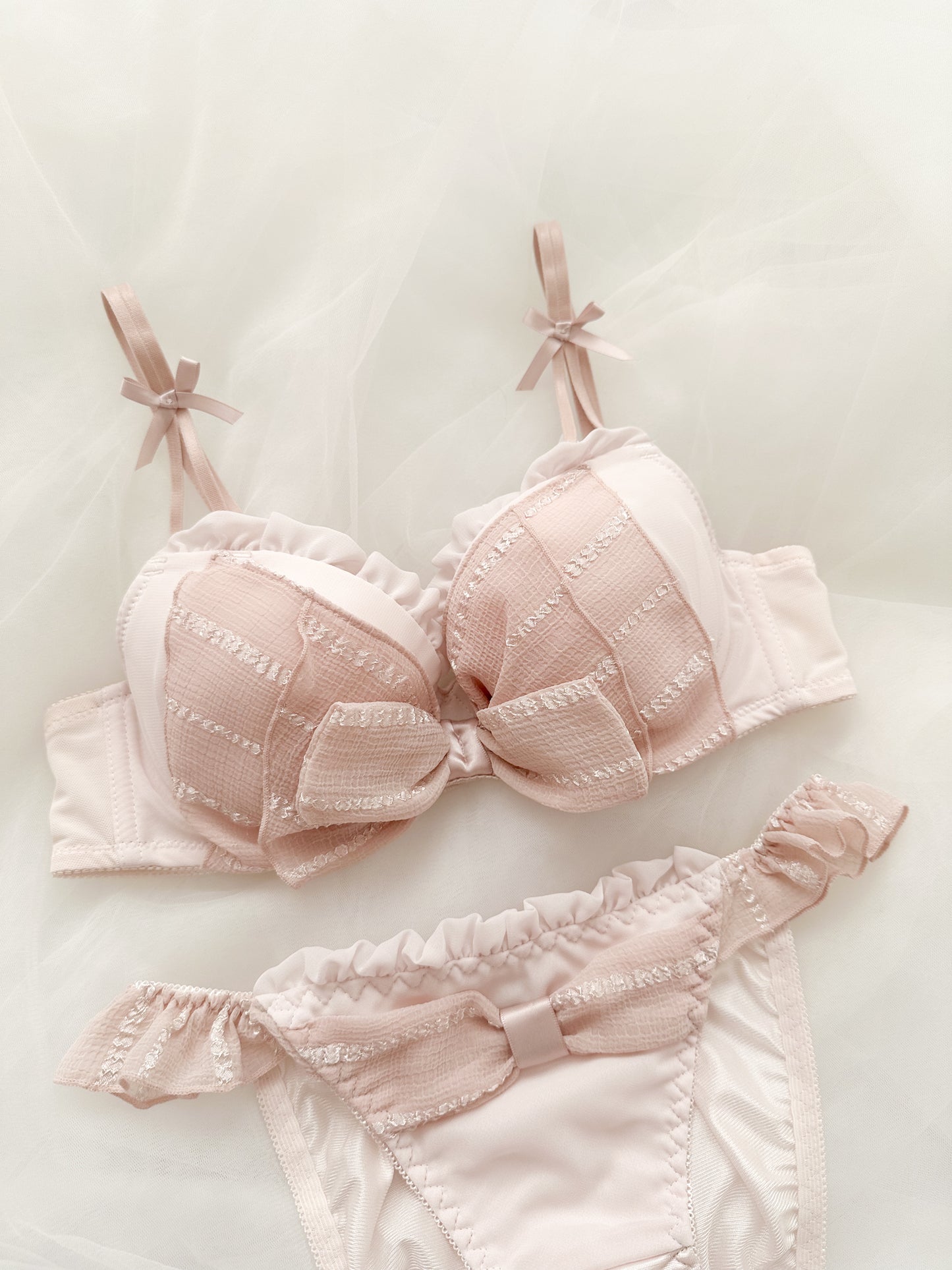Blush Ribbon Bra Set