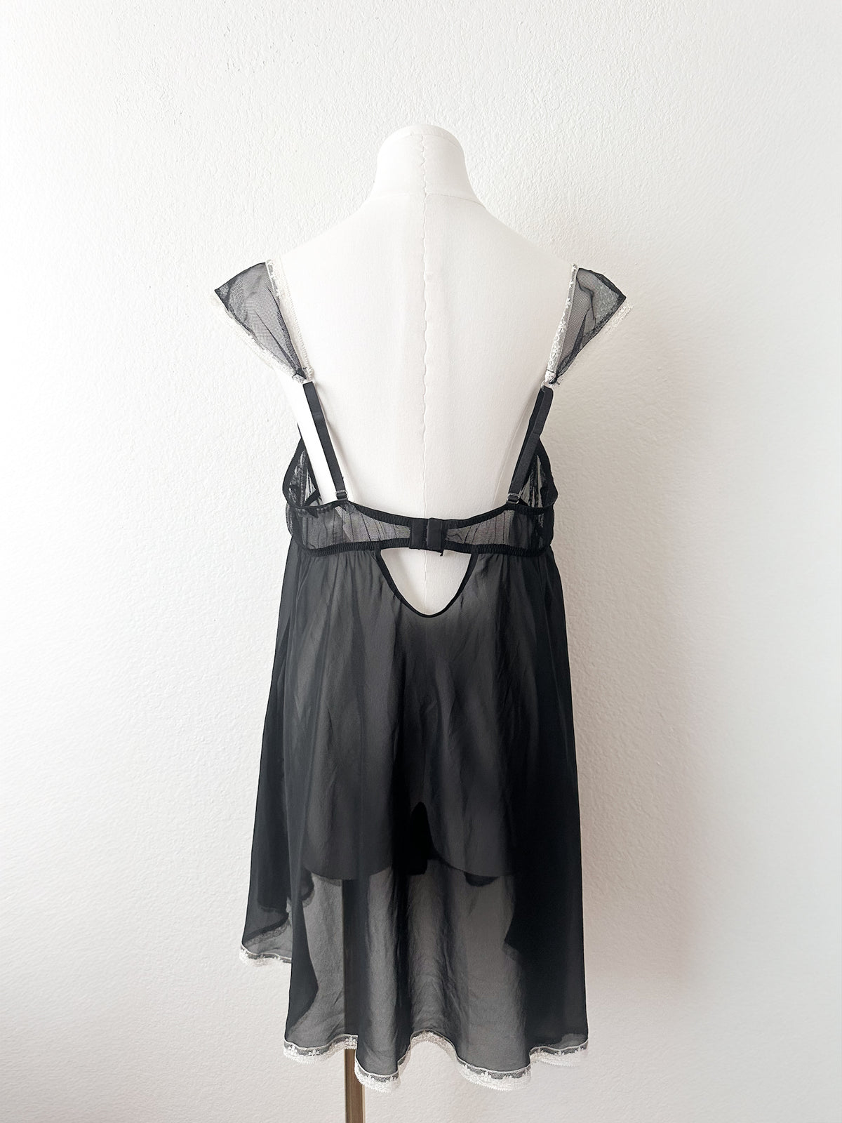 Black Sheer Chiffon Lace Babydoll