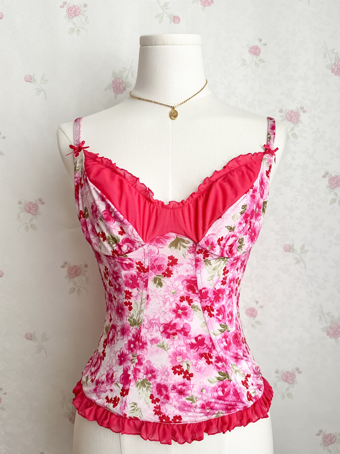 VS Pink Floral Corset Top