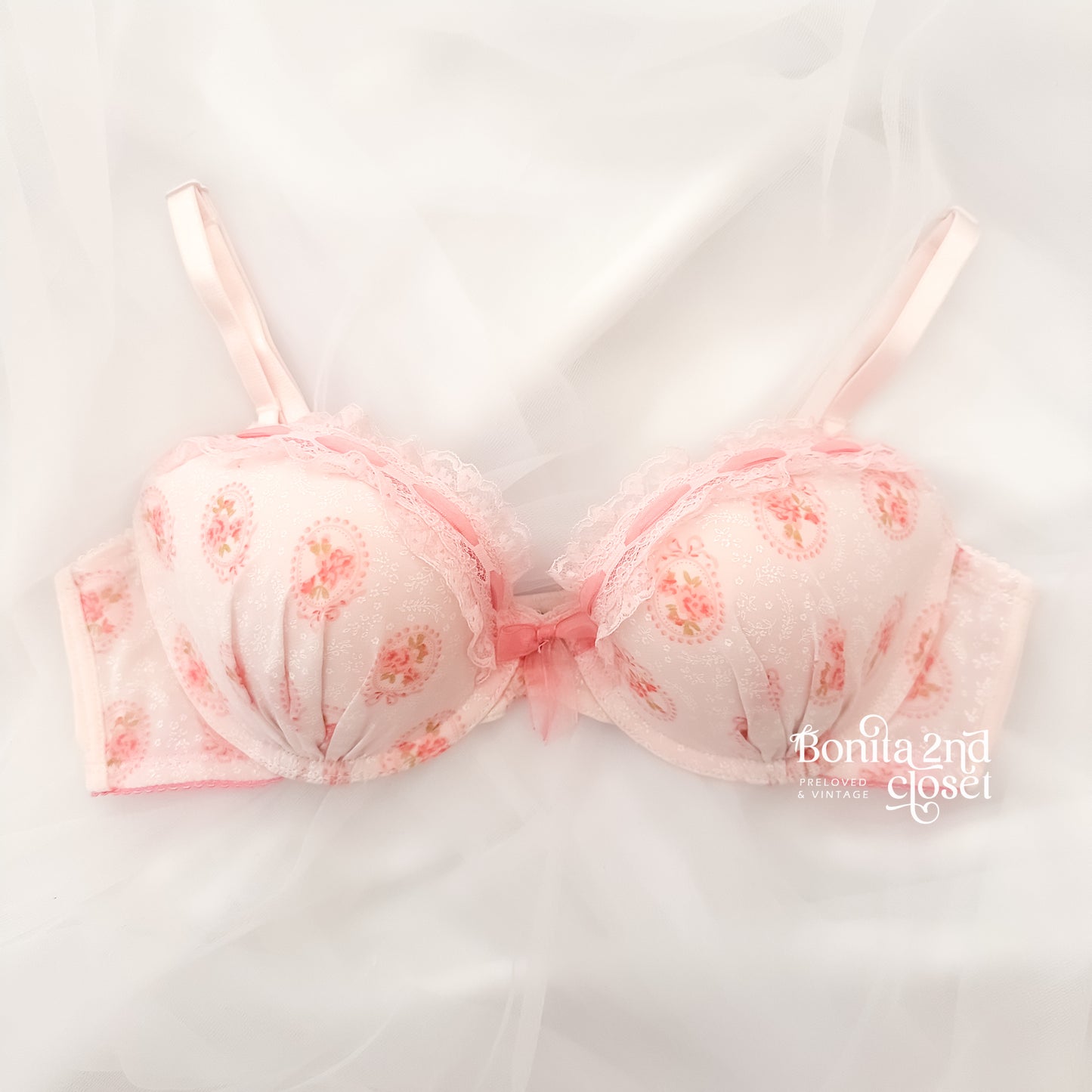 Rare Coquette Milkmaid Floral Pattern Bra 36A