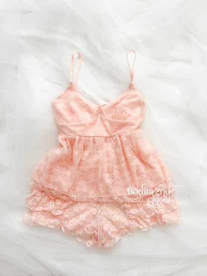 Rosette Ruffle Lace Lounge Set