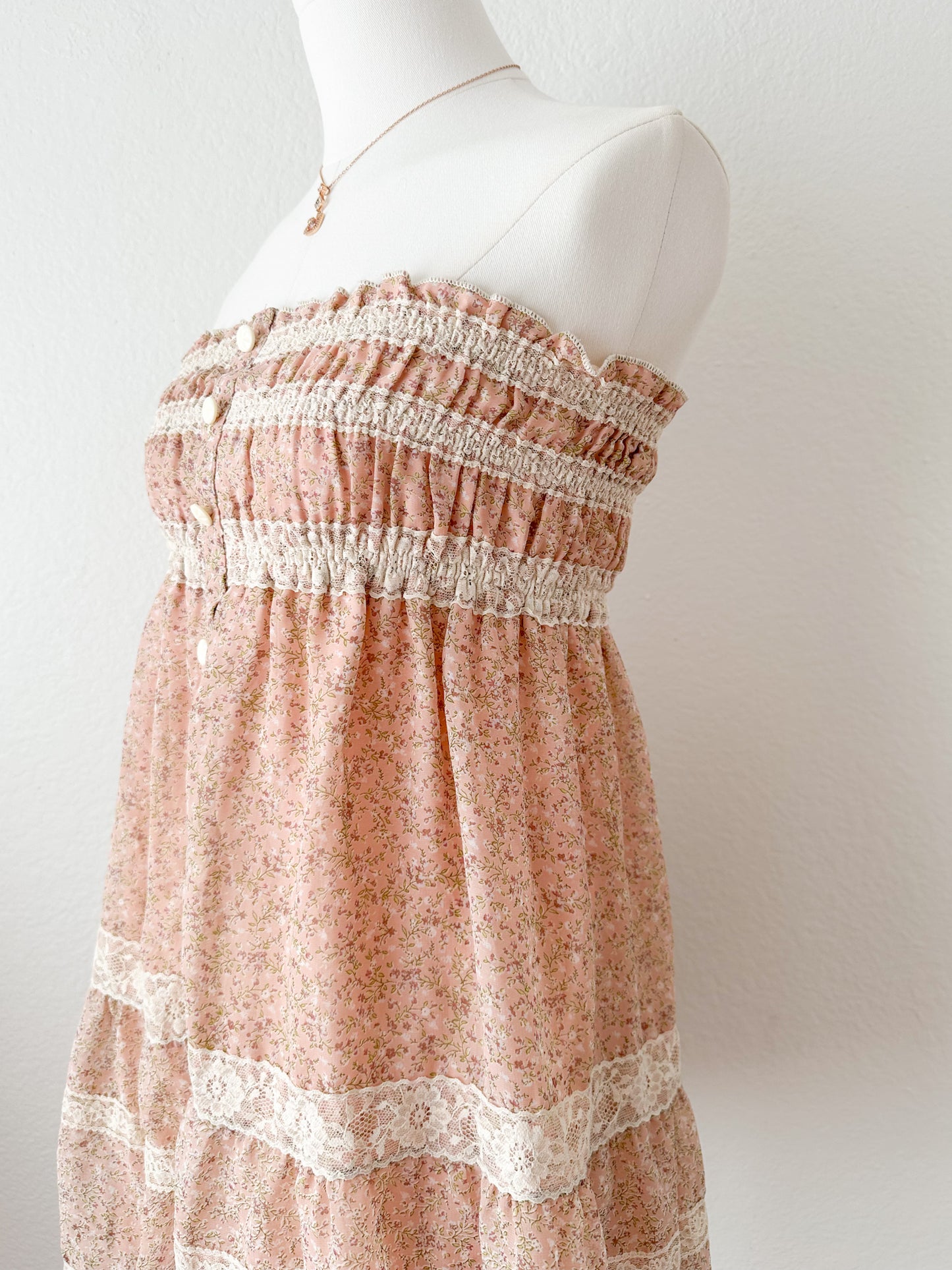 Floral Lace Trim Babydoll Dress