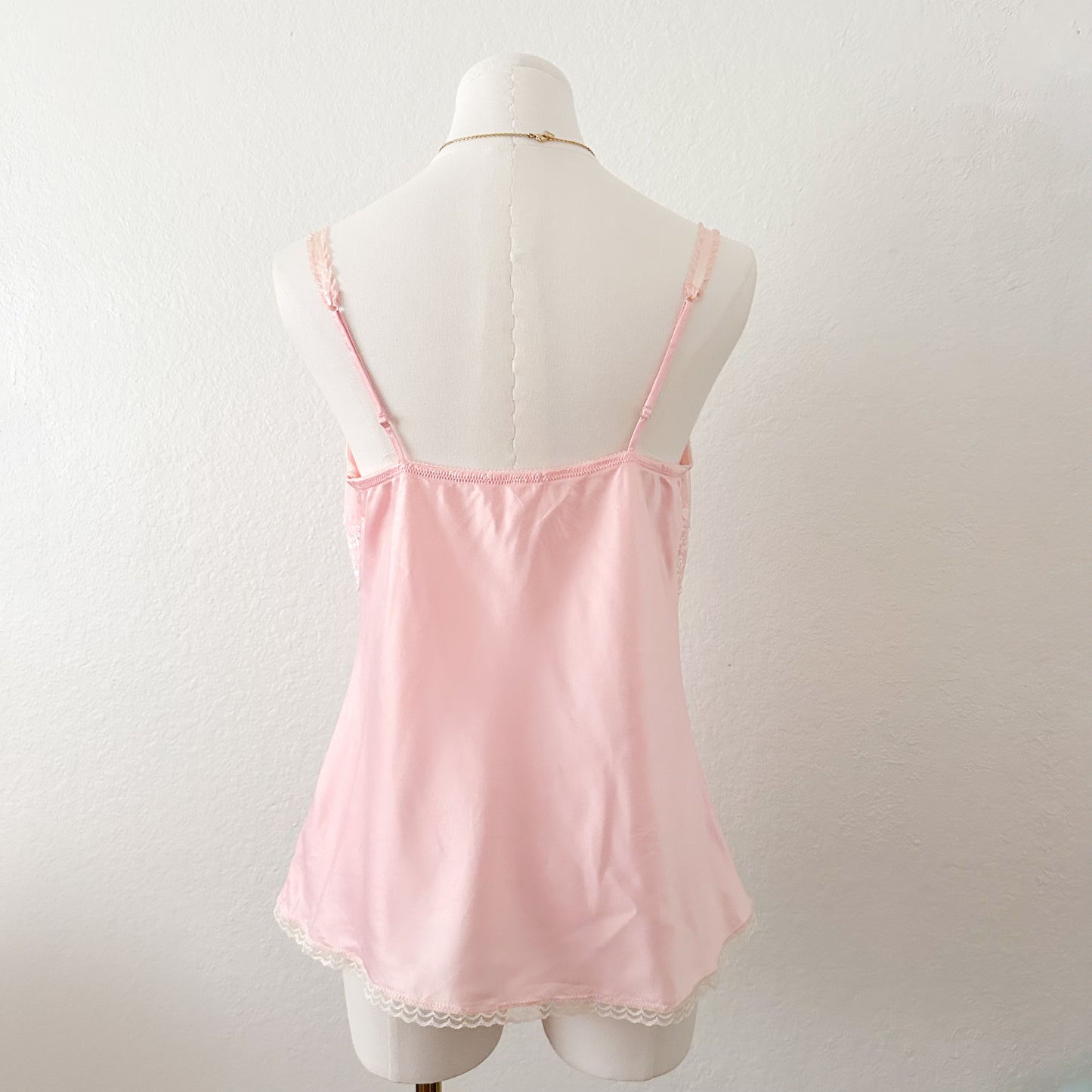Pink satin rosebud camisole