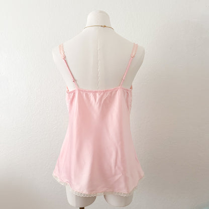 Pink satin rosebud camisole