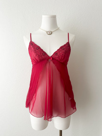 Red Beaded Lace Camisole