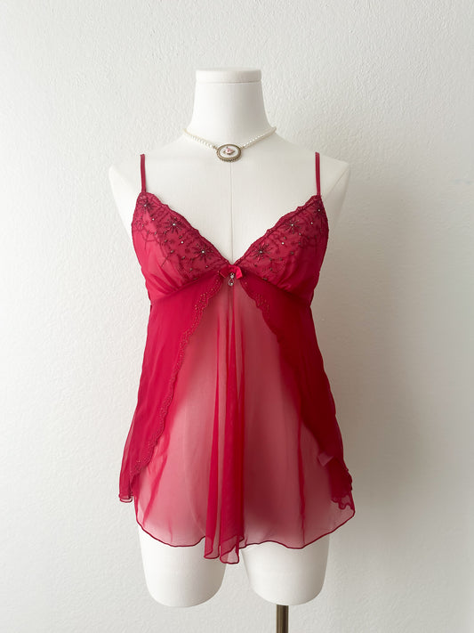 Red Beaded Lace Camisole
