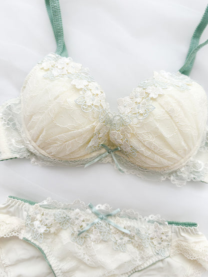 Sage Blossom Lace Bra Set