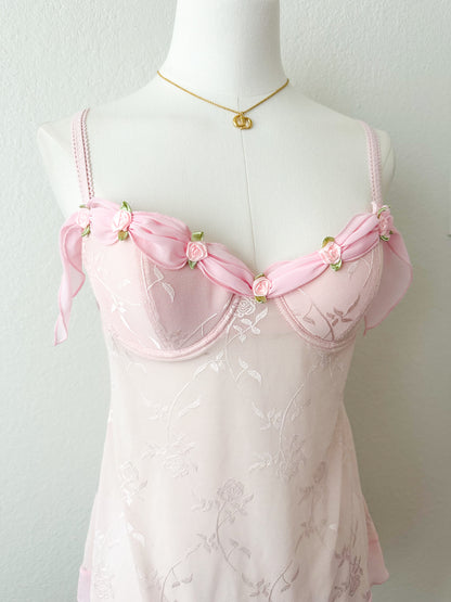 Vintage Pink Rose Fairy Mesh Top