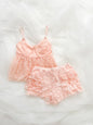 Rosette Ruffle Lace Lounge Set