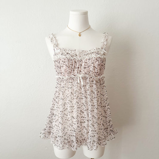 Ribbon mesh Babydoll Cami
