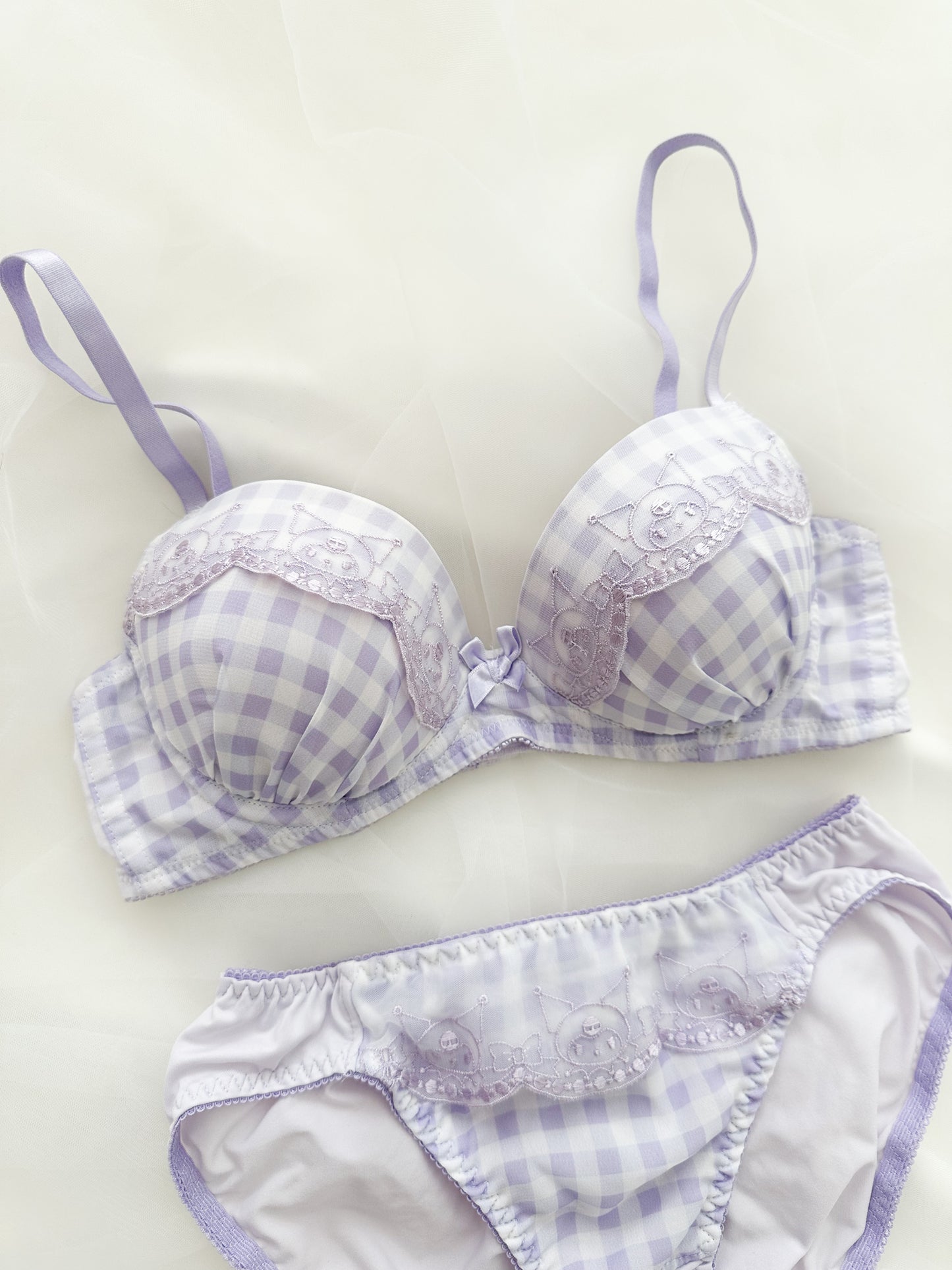 Kuromi Lilad Gingham Bra Set