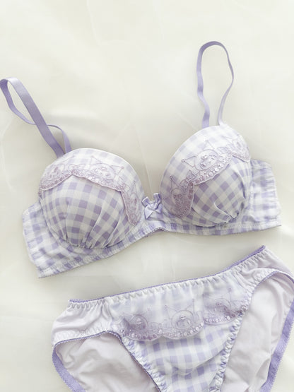 Kuromi Lilad Gingham Bra Set