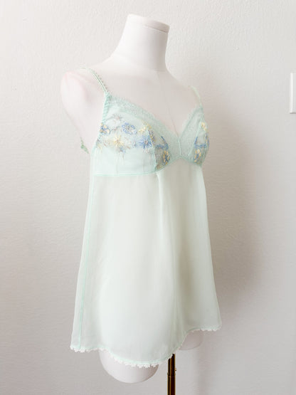 Mint Floral Embroidery Camisole