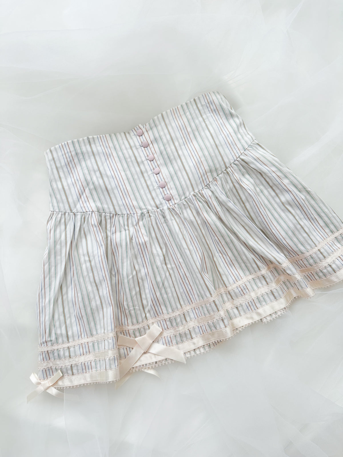Cottage Ribbons Green Stripe Skirt