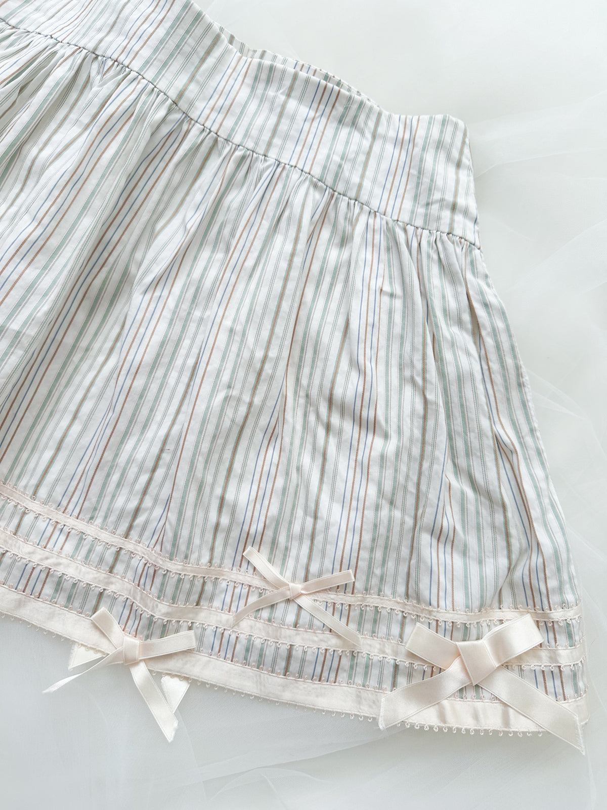 Cottage Ribbons Green Stripe Skirt
