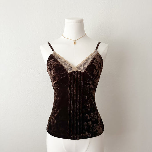 Y2K Velvet Brown Cami