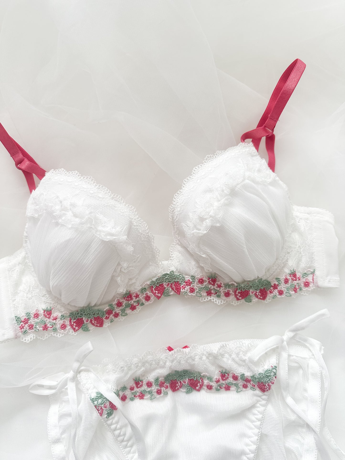 Irovy Strawberry Lace Bra Set