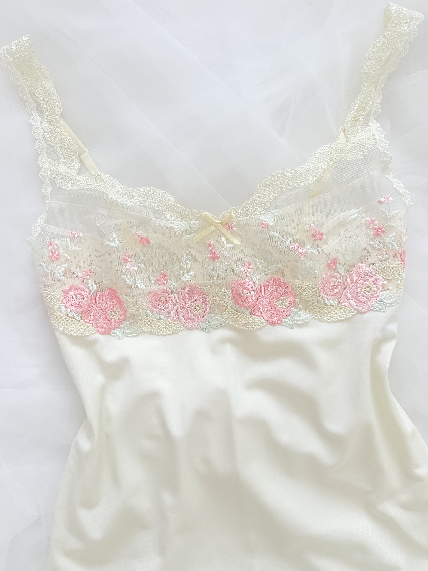 Rosy Lace Cream Camisole