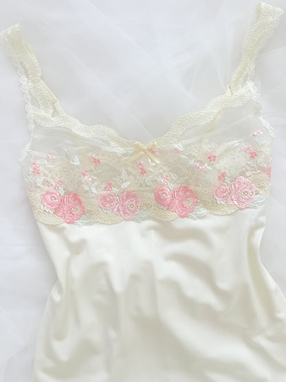 Rosy Lace Cream Camisole