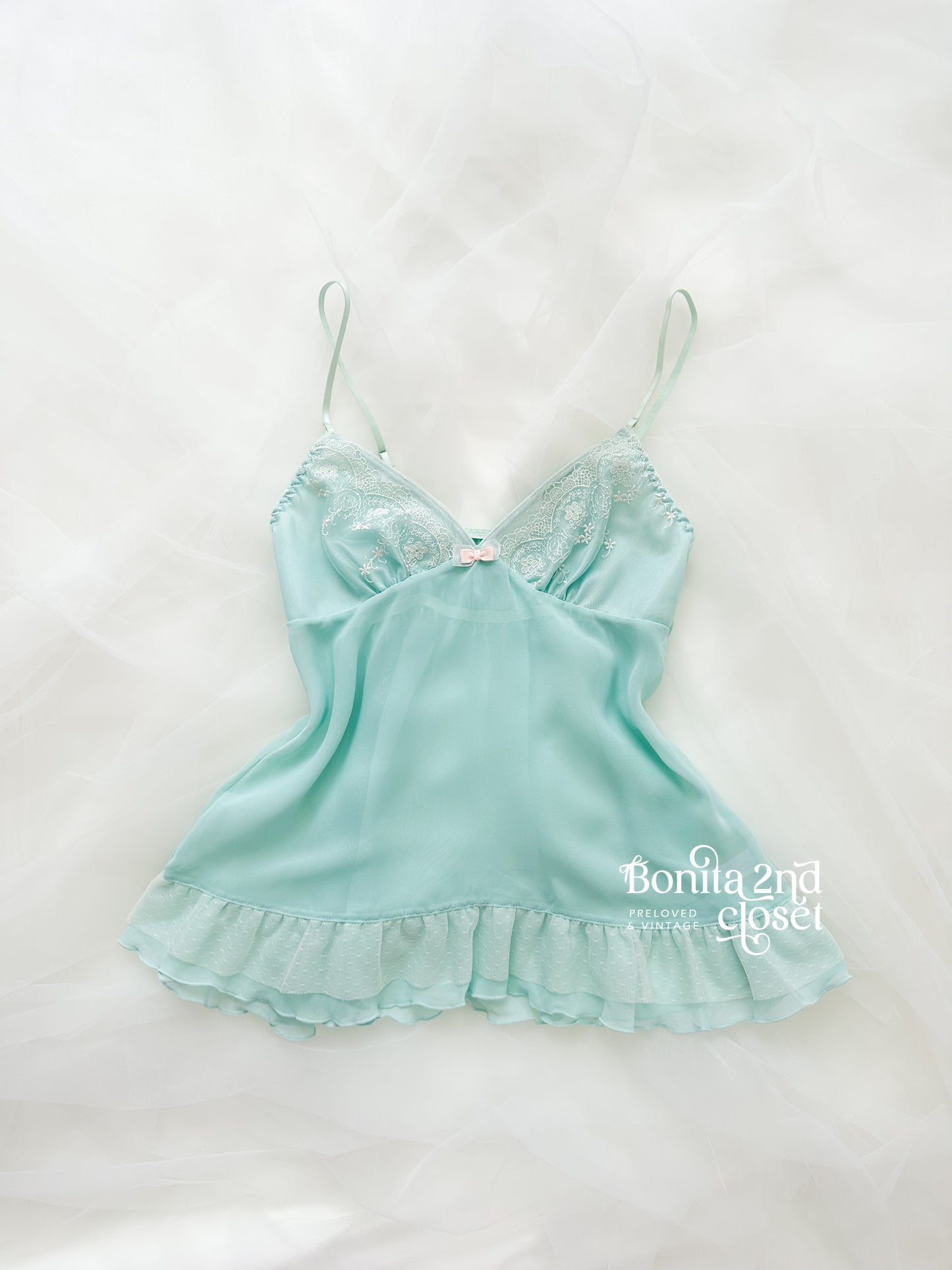 Teal Floral Ruffle Camisole