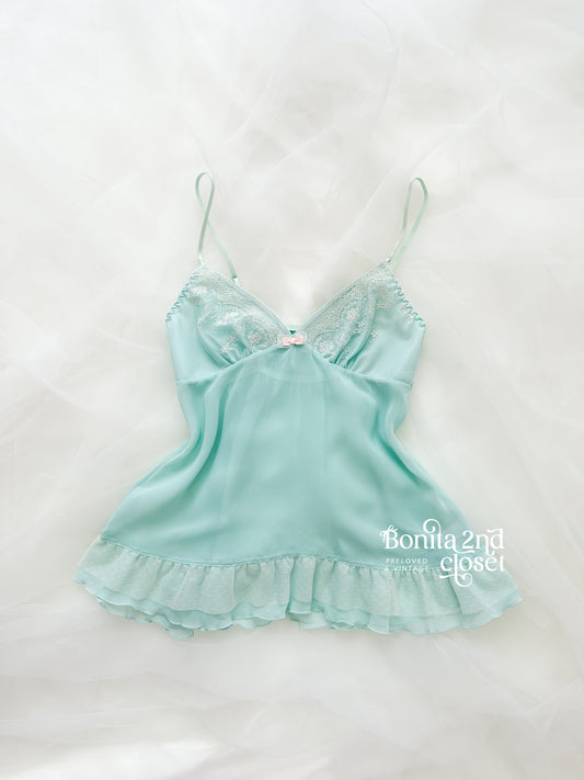 Teal Floral Ruffle Camisole