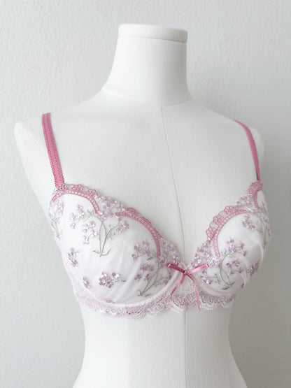 Pink Floral Bra Set