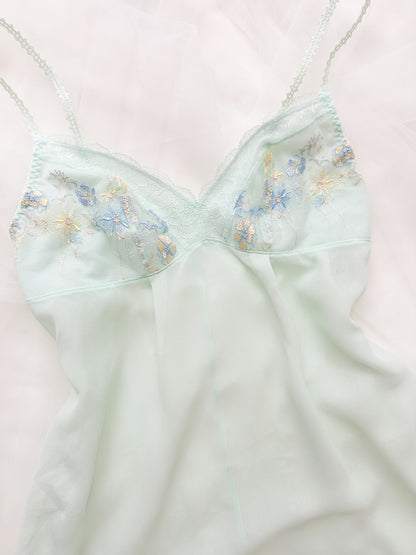 Mint Floral Embroidery Camisole