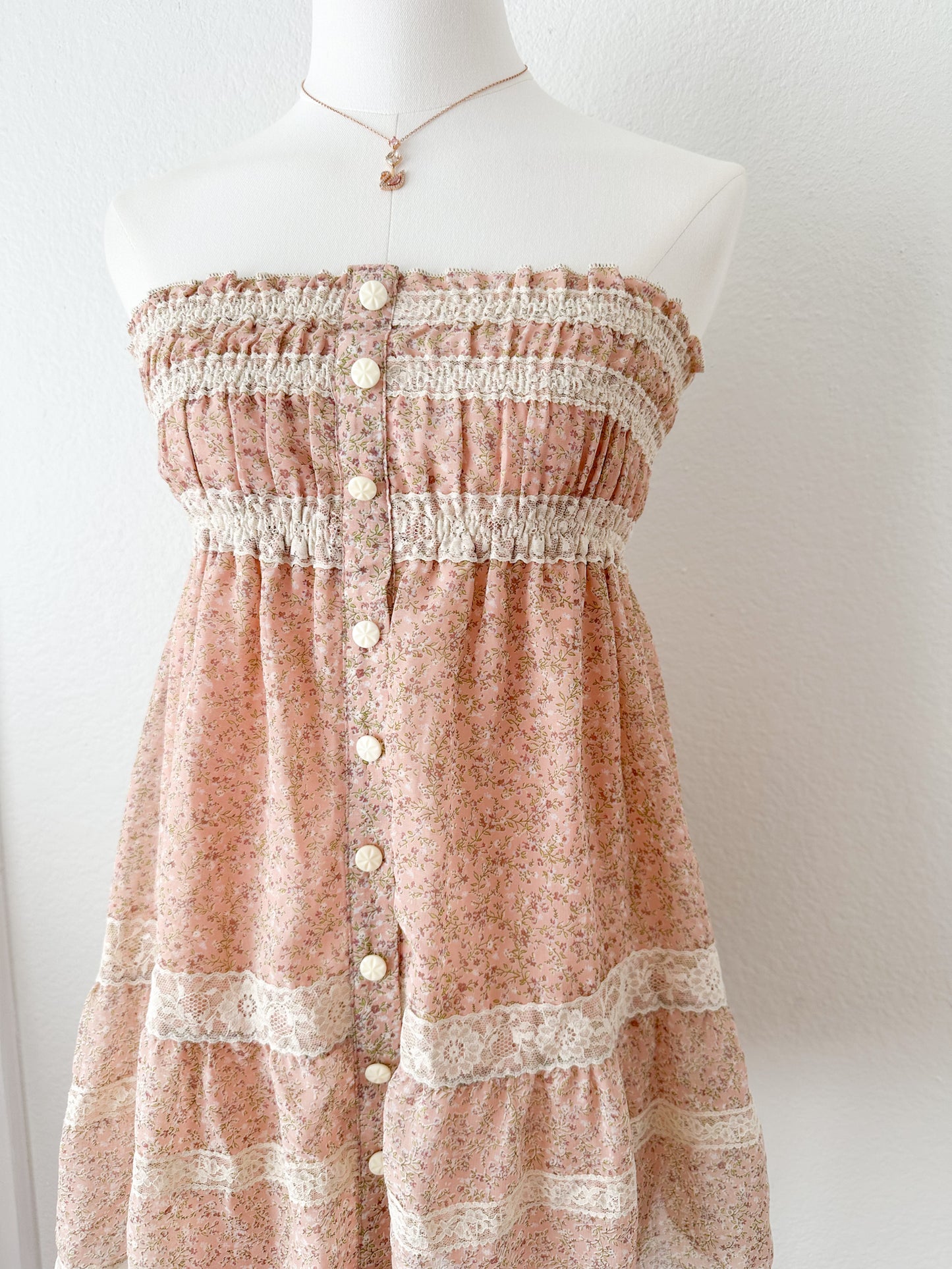 Floral Lace Trim Babydoll Dress