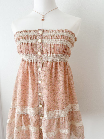 Floral Lace Trim Babydoll Dress