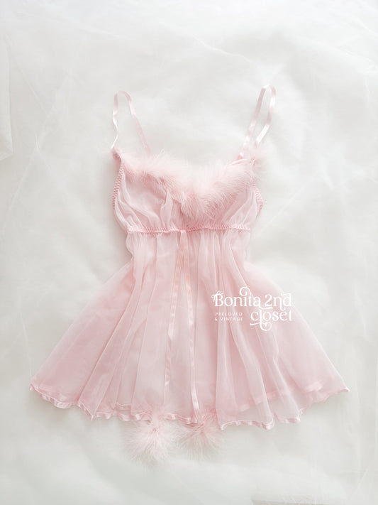 Vintage Blush Swan Feather Babydoll