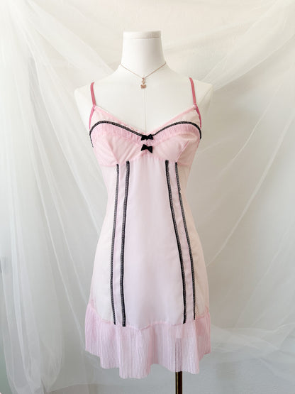 Rose Blush Black Lace Slipdress