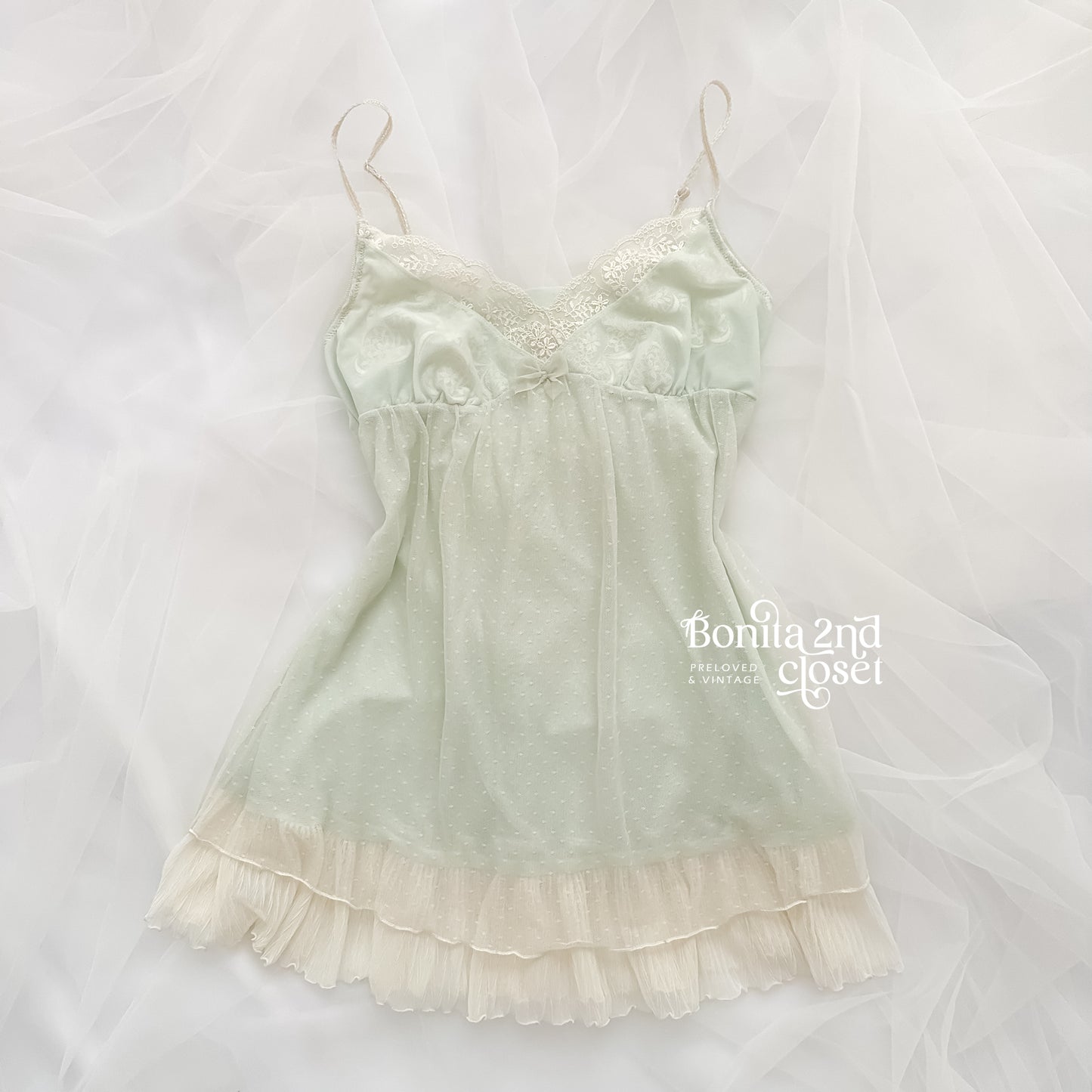 Mint Cream Suffle Babydoll slip